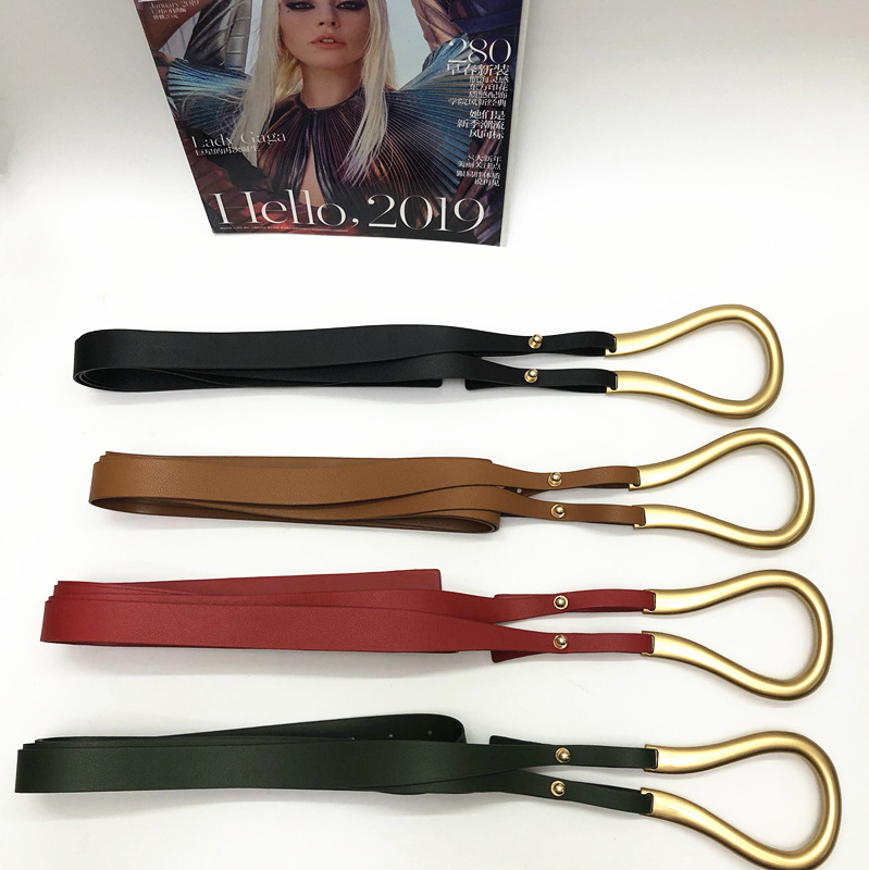 Centură de damă pentru rochie, cataramă în formă de potcoavă, stil coreean, piele artificială, cataramă 12×8,5 cm, lățime 5 cm