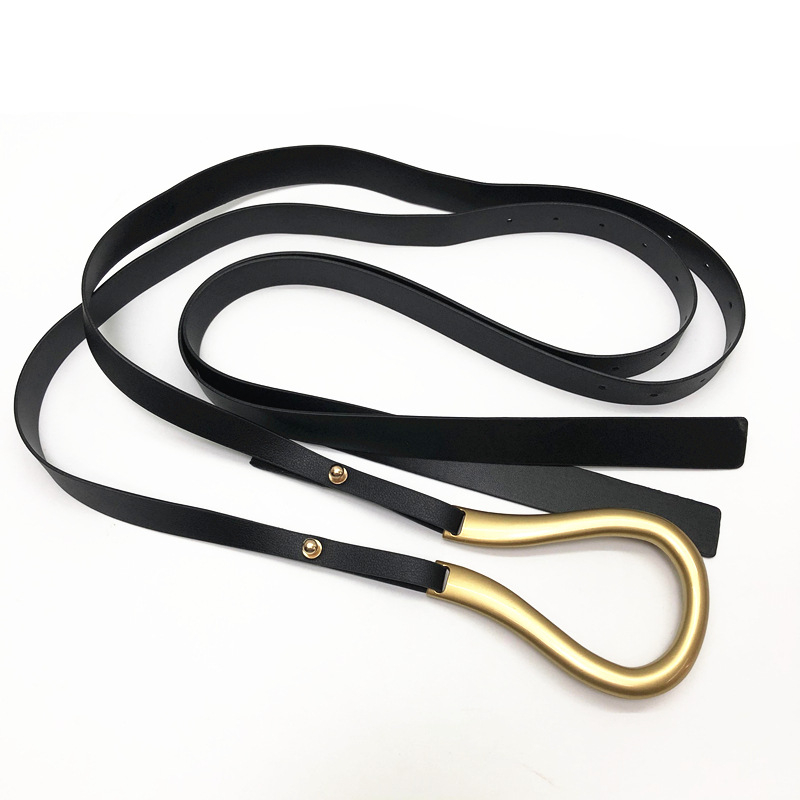 Centură de damă pentru rochie, cataramă în formă de potcoavă, stil coreean, piele artificială, cataramă 12×8,5 cm, lățime 5 cm