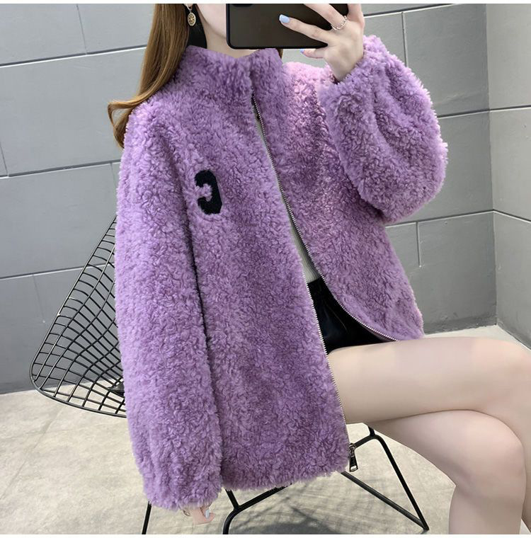 Ženski cardigan kaput s fleec podstavom — dugi rukavi, batwing rukav, stojeći ovratnik, vuna 95%+