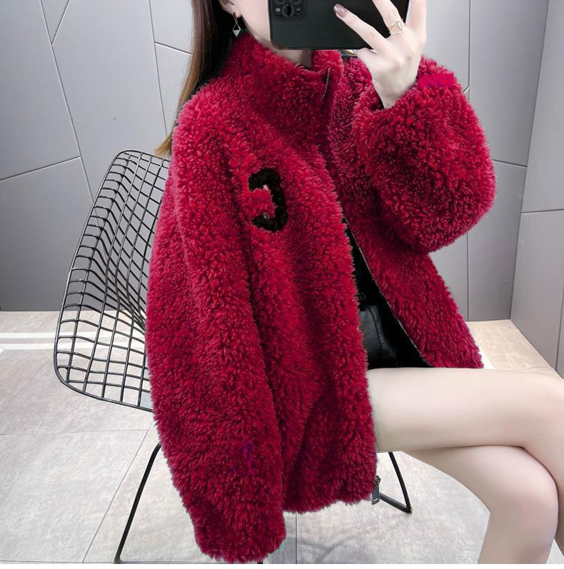 Ženski cardigan kaput s fleec podstavom — dugi rukavi, batwing rukav, stojeći ovratnik, vuna 95%+