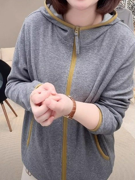 Plus veličine dvostrano velur kapucu topli hoodie jakna za jesen-zimu, modni stil, casual top