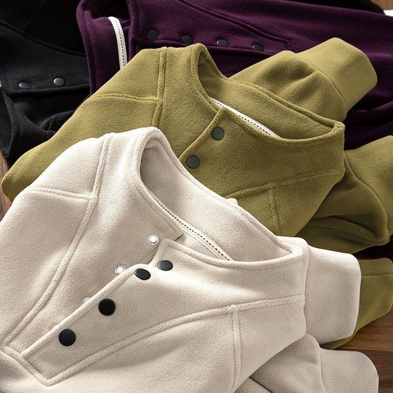 Ženski dukserica od pliša s modalom, visokim ovratnikom, ultra kratkom duljinom i princes rukavima