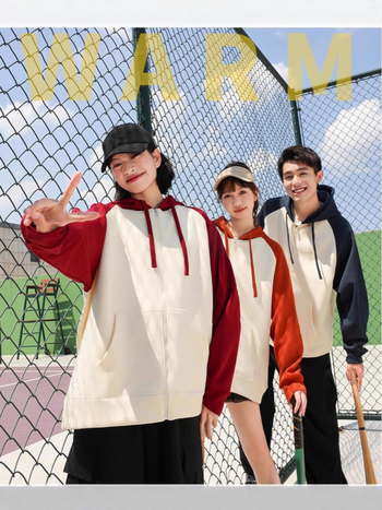 Kapucē patchwork džemperis ar kontrastšuvēm, poliesters, normāls piegriezums, pāru dizains