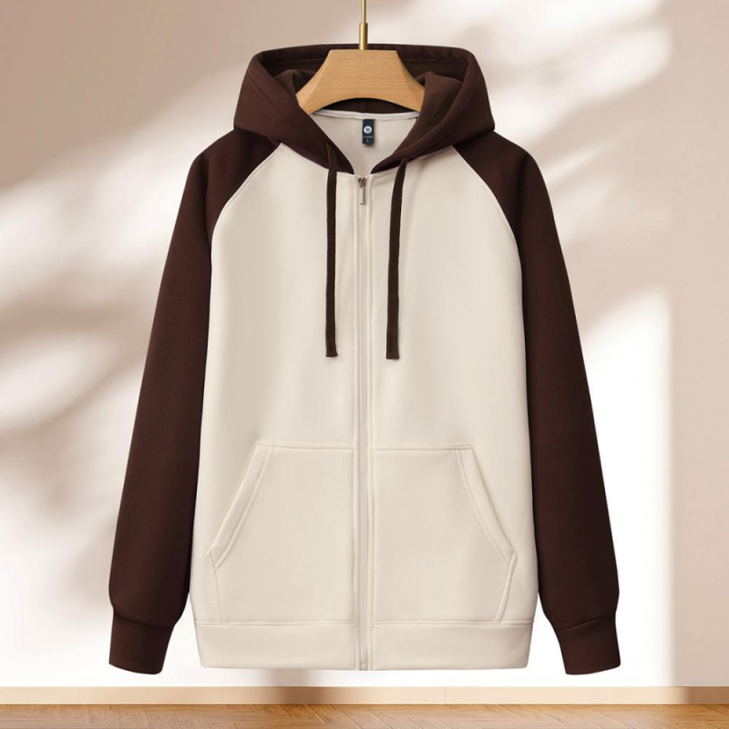 Kapucē patchwork džemperis ar kontrastšuvēm, poliesters, normāls piegriezums, pāru dizains