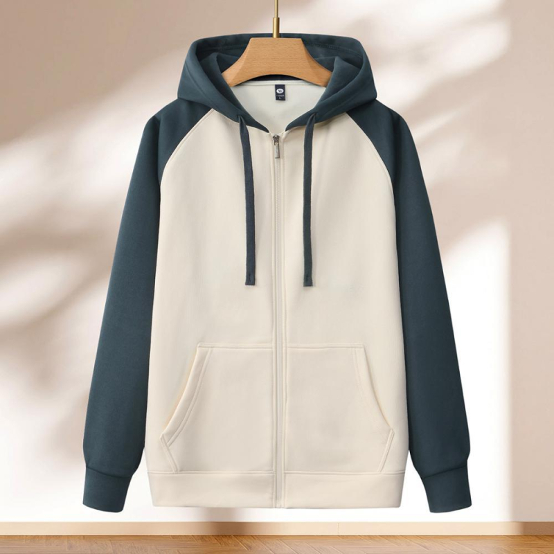 Kapucē patchwork džemperis ar kontrastšuvēm, poliesters, normāls piegriezums, pāru dizains