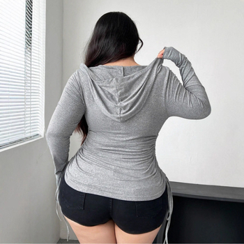 Sievietēm kapuci ar pieguļošu siluetu, garas piedurknes, poliestera–spandeksa maisījums, ielu stila džemperis, pusatvērtā apkakle