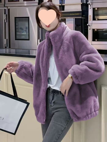 Γυναικείο φλίς μπουφάν με στάσιμο γιακά, πολυεστέρας, ultra-βραχύ μήκος, Α-γραμμή, με ένα κουμπί