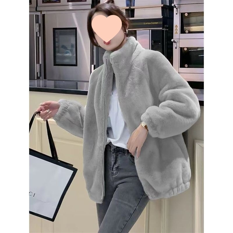 Γυναικείο φλίς μπουφάν με στάσιμο γιακά, πολυεστέρας, ultra-βραχύ μήκος, Α-γραμμή, με ένα κουμπί