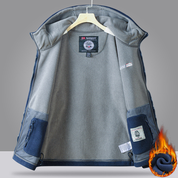 Unisex fleece striukė su gobtuvu, žieminė šilta, pamušalas fleece, kardigano stilius