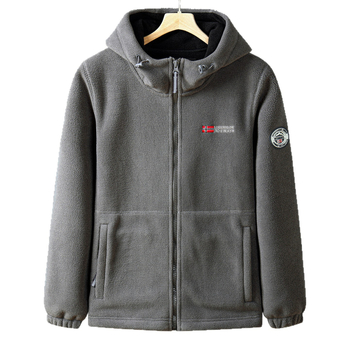 Unisex fleece striukė su gobtuvu, žieminė šilta, pamušalas fleece, kardigano stilius