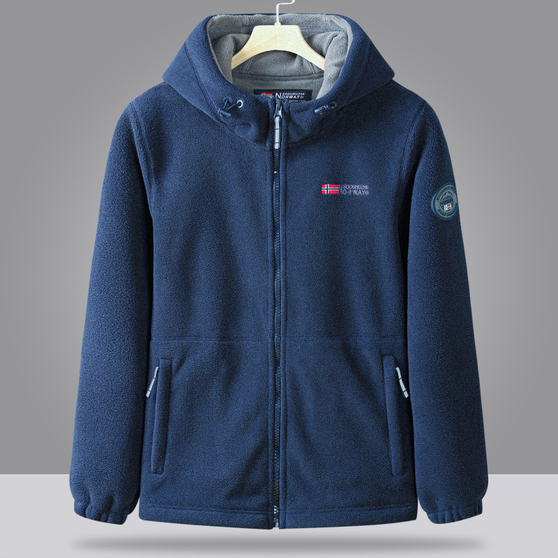 Unisex fleece striukė su gobtuvu, žieminė šilta, pamušalas fleece, kardigano stilius