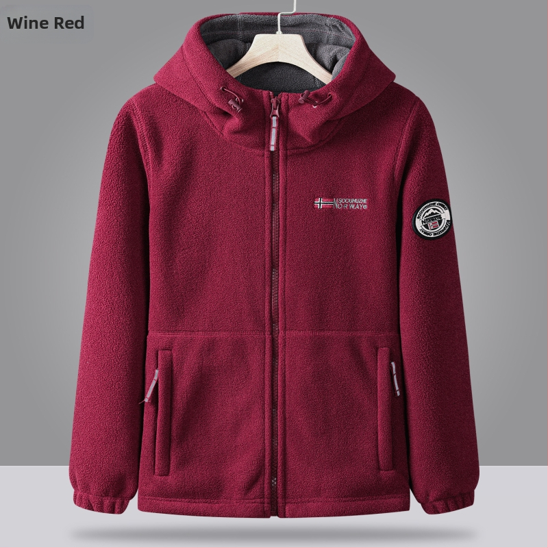 Unisex fleece striukė su gobtuvu, žieminė šilta, pamušalas fleece, kardigano stilius