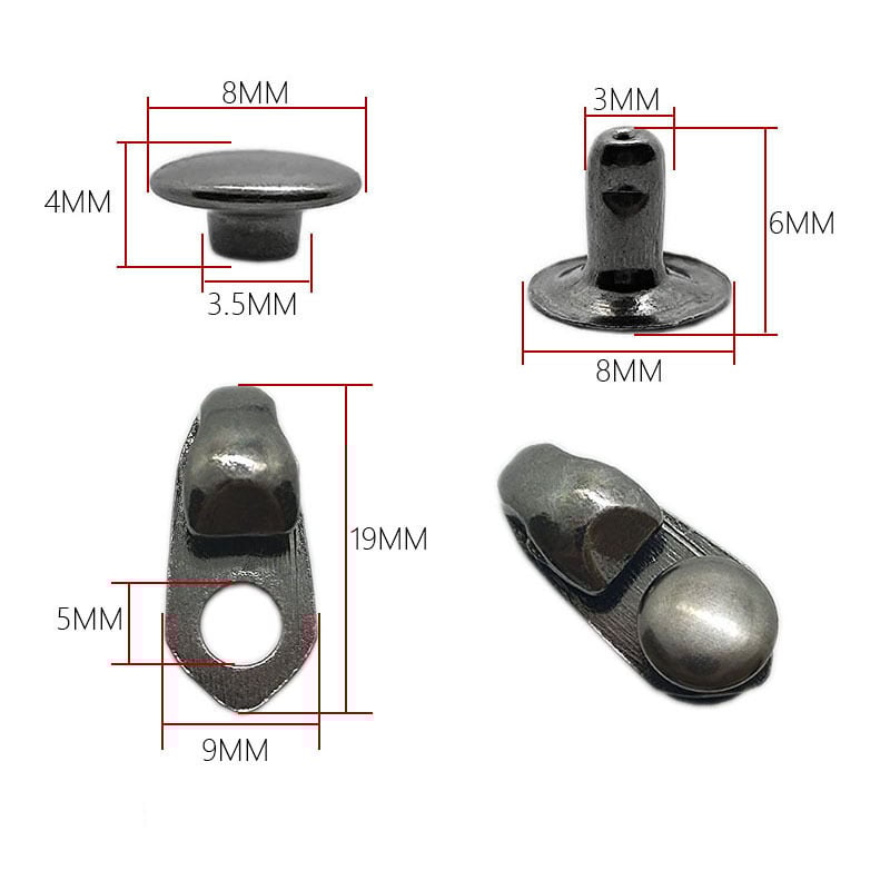 Gamyklinės sagtys 12 vnt. žygio batams, kilpelės aukštaaukčiams batams, kabliukų sagtys, aliuminio dirželių sagtys, sraigės formos sagtys, sraigės formos sagtys ir kniedės sportiniams batams.