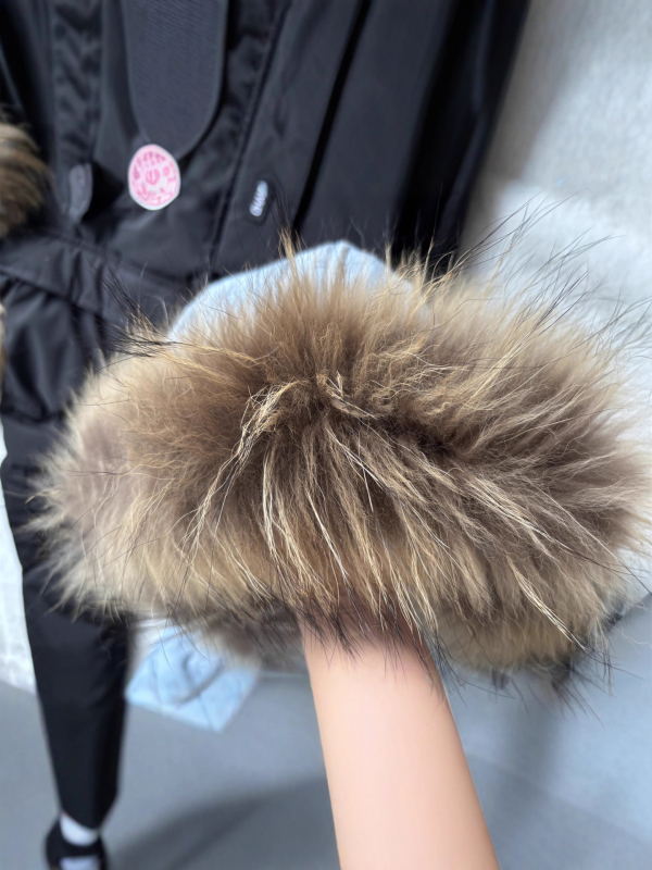 Bērnu ziemas jaka ar pūka pildījumu, korejas stilā, kažokādas apkakle, ziema