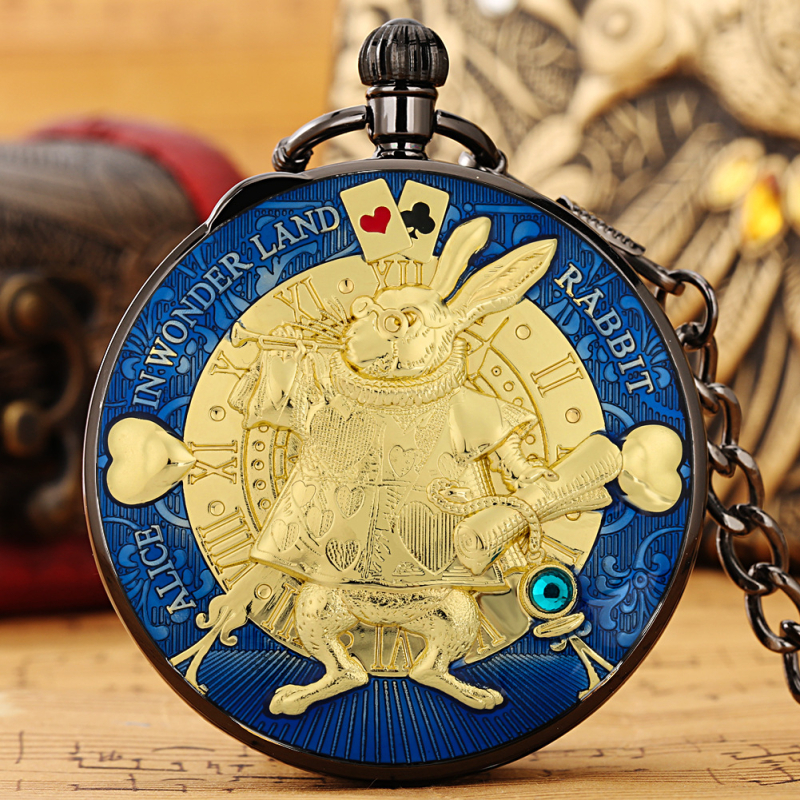 Alice a Csodaországban - Úr Nyúl kvarc zenés zsebóra, tok cinkötvözet, világidő