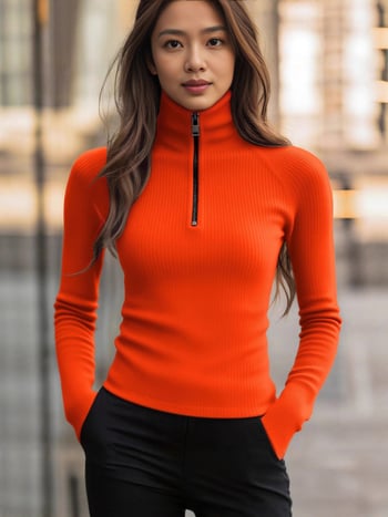 Ženska duksa/fleece majica s visokim ovratnikom, geometrijski uzorak, patchwork, slim fit, mješavina poliester-spandeks