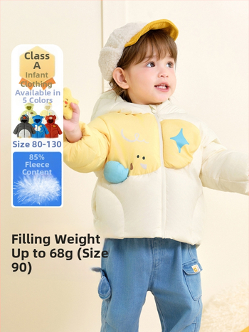 Unisex bērnu pūš jaka ar kapuci, vidēja garuma ziemas jaka, pildījums no balta pīļu pūka, brīvā piegriezums