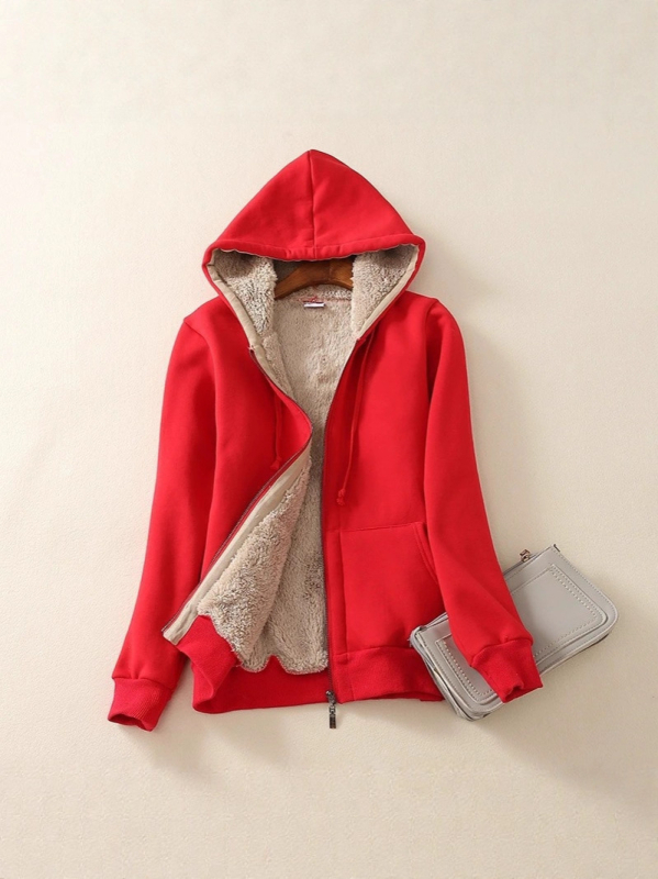 Ženski kardigan-džemper s kapuljom i zipom, debeli fleece, udoban kroj, srednja duljina, japansko-korejski ležerni stil.