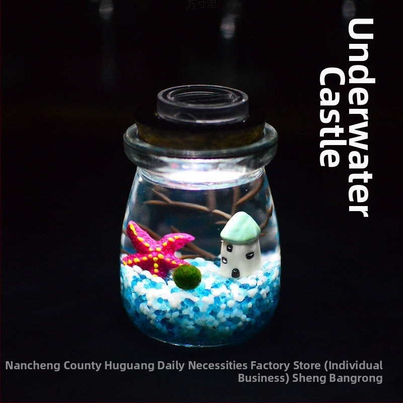 Хидропонен микро ландшафт в екологична бутилка с водораслова топка — магнитен материал, модерен минималистичен стил, възможност за печат на лого, подарък готов