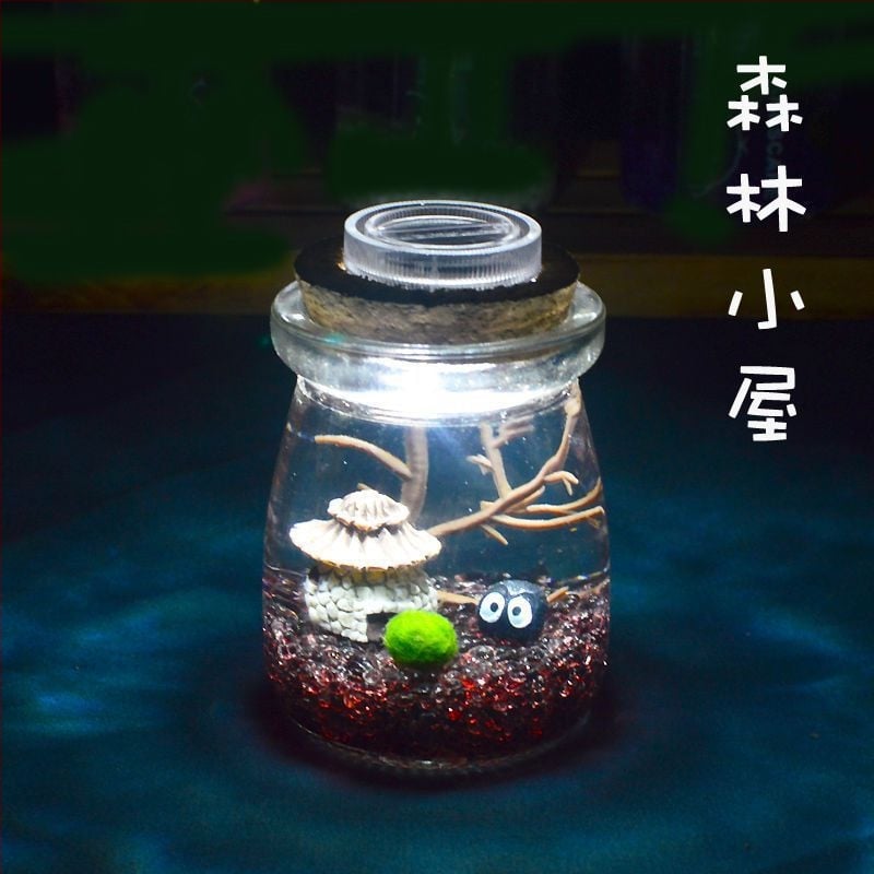 Хидропонен микро ландшафт в екологична бутилка с водораслова топка — магнитен материал, модерен минималистичен стил, възможност за печат на лого, подарък готов