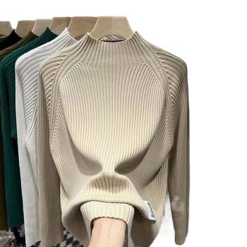 Pleteni pulover s poluvisokim ovratnikom, širok kroj, glavna tkanina 95%+