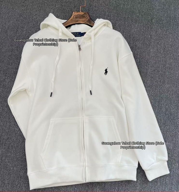 Dámsky kapucňový sveter s vyšívaným zvieracím vzorom, voľný strih, zips, bavlna-polyester zmes