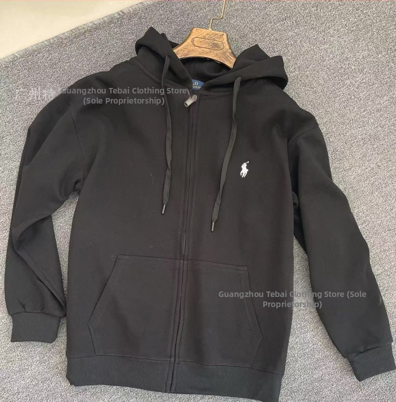 Dámsky kapucňový sveter s vyšívaným zvieracím vzorom, voľný strih, zips, bavlna-polyester zmes