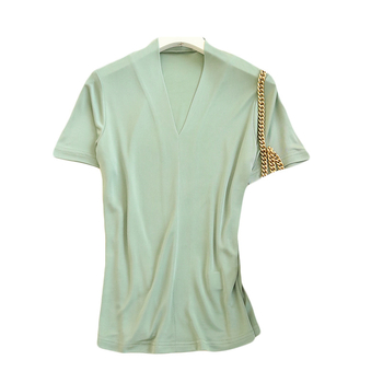 Mulberry svileni T-shirt s V-izrezom, kratkim rukavima, ležerni kroj, duljina 50-65 cm