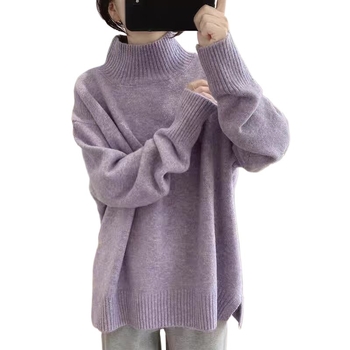 Pleteno jakna-sviter od chenille tkanine s elastanom, poluoturtneck ovratnik, izvezeni detalji