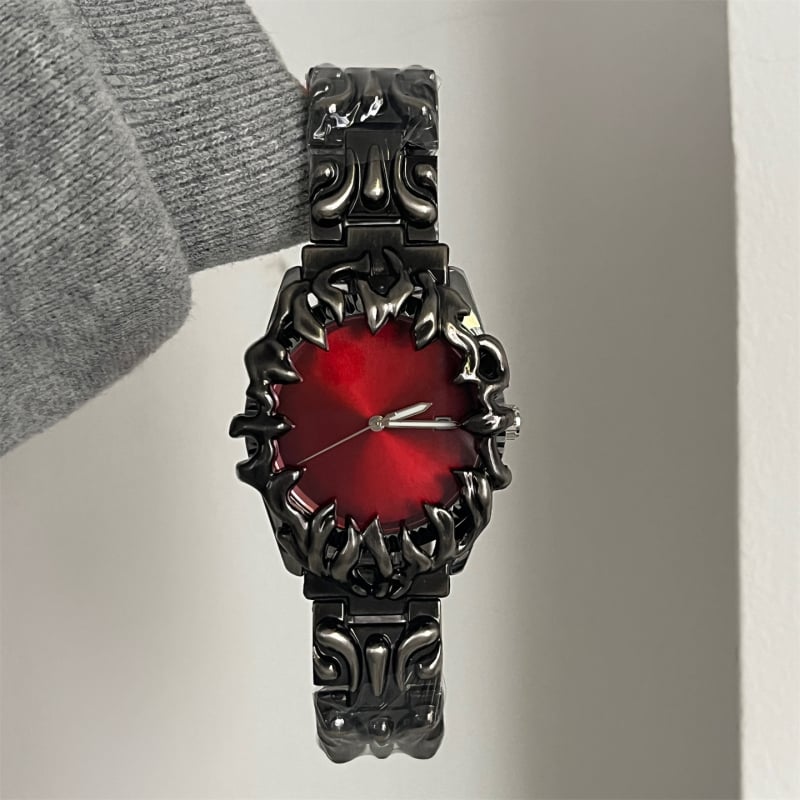 Ceas bărbătesc cu cuarț, carcasă metalică și curea metalică, design special Y2K, afișaj analogic, stil medieval