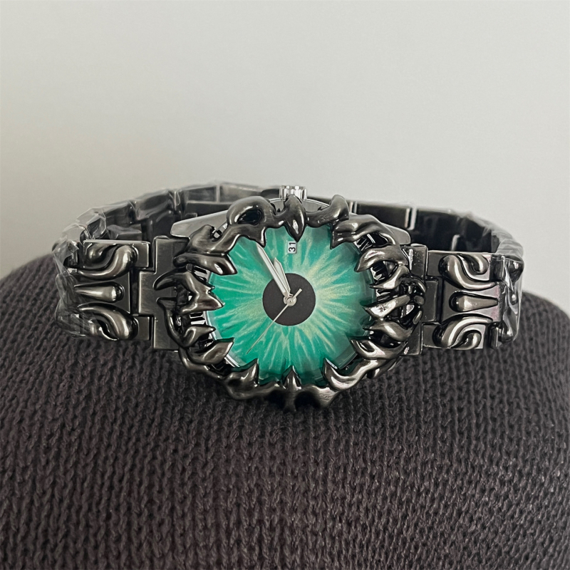 Ceas bărbătesc cu cuarț, carcasă metalică și curea metalică, design special Y2K, afișaj analogic, stil medieval