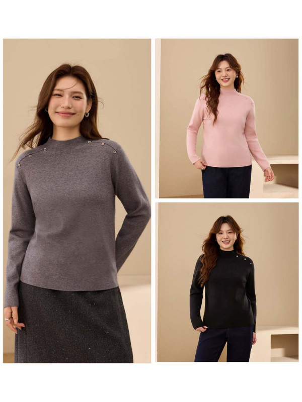 Sieviešu adīta blūze ar kapuci un pusaugšu kaklu, slaids siluets, garas piedurknes, no viskozes šķiedras