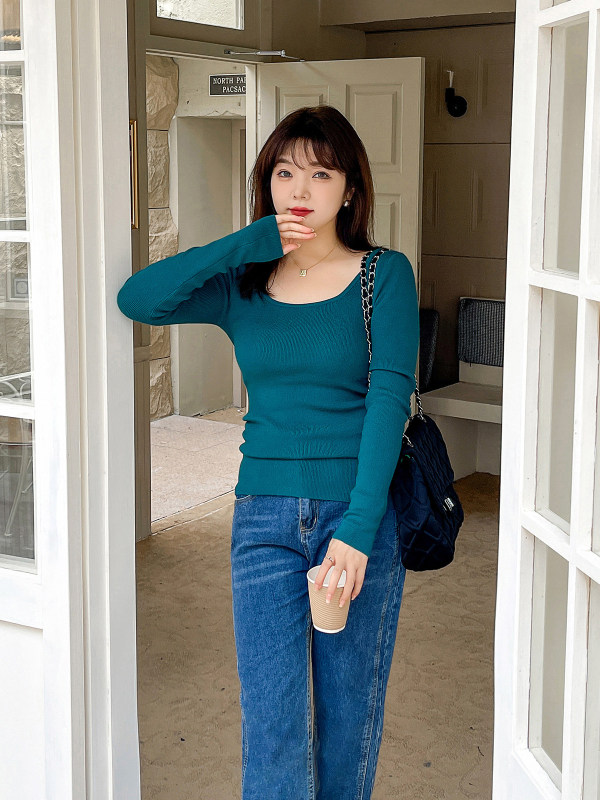 Sieviešu vienkrāsains adīts džemperis ar augstu/kvadrātveida kaklu, Rabbit Velvet Core-Spun Yarn, Ziemā 2025, elastāns