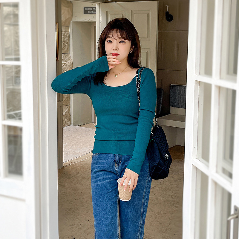 Sieviešu vienkrāsains adīts džemperis ar augstu/kvadrātveida kaklu, Rabbit Velvet Core-Spun Yarn, Ziemā 2025, elastāns