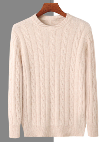 Adīts džemperis no mink velvet, izvijots ziedu raksts, biezs, apaļa kakla