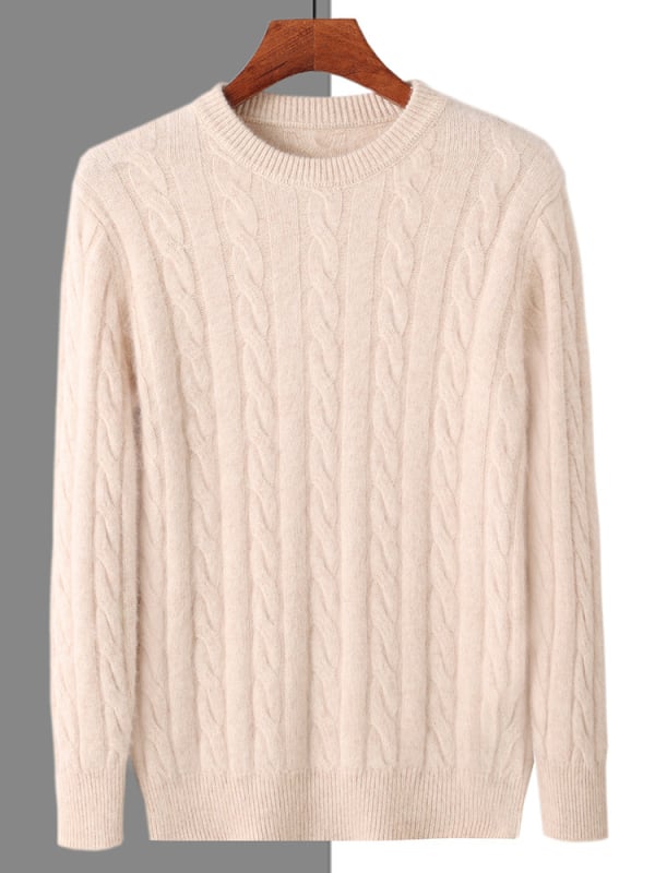 Adīts džemperis no mink velvet, izvijots ziedu raksts, biezs, apaļa kakla