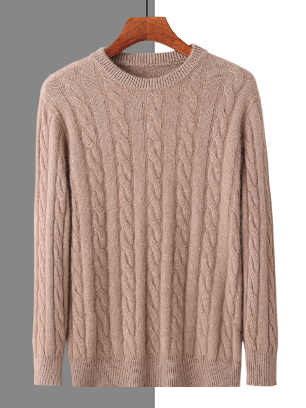 Adīts džemperis no mink velvet, izvijots ziedu raksts, biezs, apaļa kakla