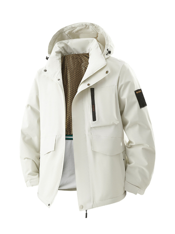 Férfi kapucnis dzseki poliészter töltettel, poliészter külső anyag, poliészter bélés, cipzár, téli viselet