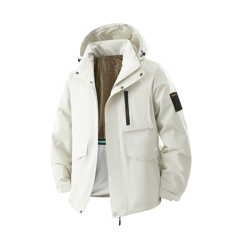 Férfi kapucnis dzseki poliészter töltettel, poliészter külső anyag, poliészter bélés, cipzár, téli viselet