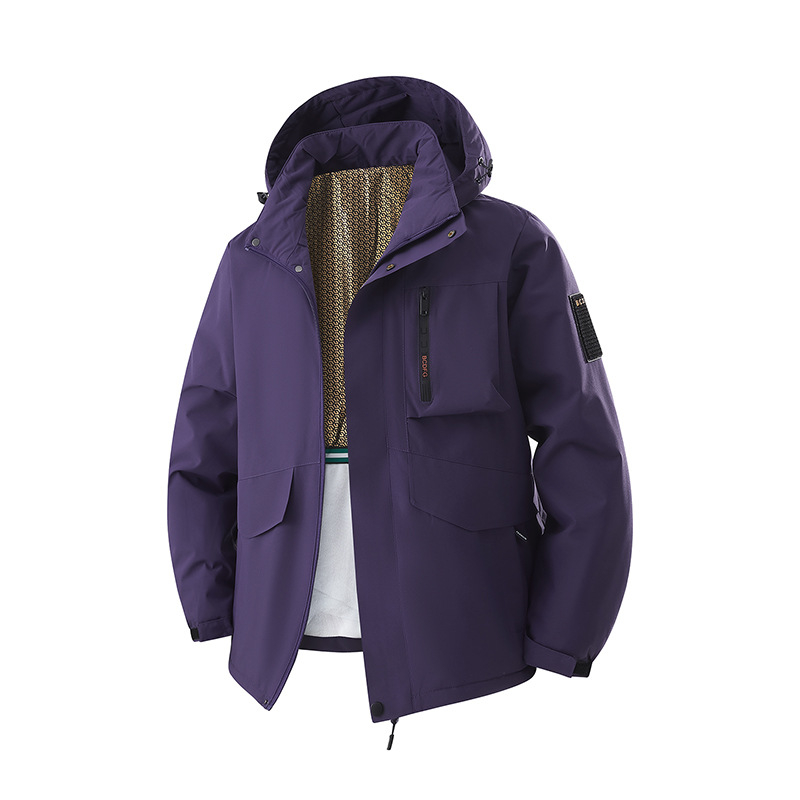 Férfi kapucnis dzseki poliészter töltettel, poliészter külső anyag, poliészter bélés, cipzár, téli viselet