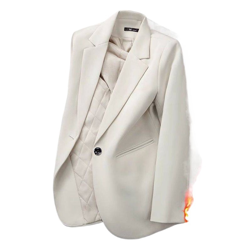 Дамски quilted жакет, А-образна кройка, поло яка, едно копче, Chenille плат със спандекс