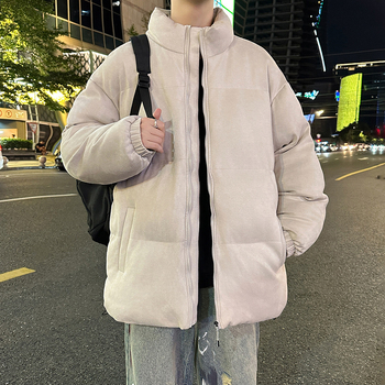 Nubuk velúr kabát pamut töltettel, álló gallér, cipzár, vastag szigetelés 200–300 g