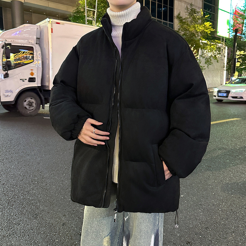 Nubuk velúr kabát pamut töltettel, álló gallér, cipzár, vastag szigetelés 200–300 g