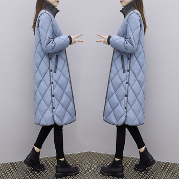 Moteriškas ilgas medvilninis šiltintas paltas, laisvas kirpimas, ilgos rankovės, miesto stilius