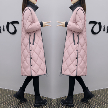 Moteriškas ilgas medvilninis šiltintas paltas, laisvas kirpimas, ilgos rankovės, miesto stilius