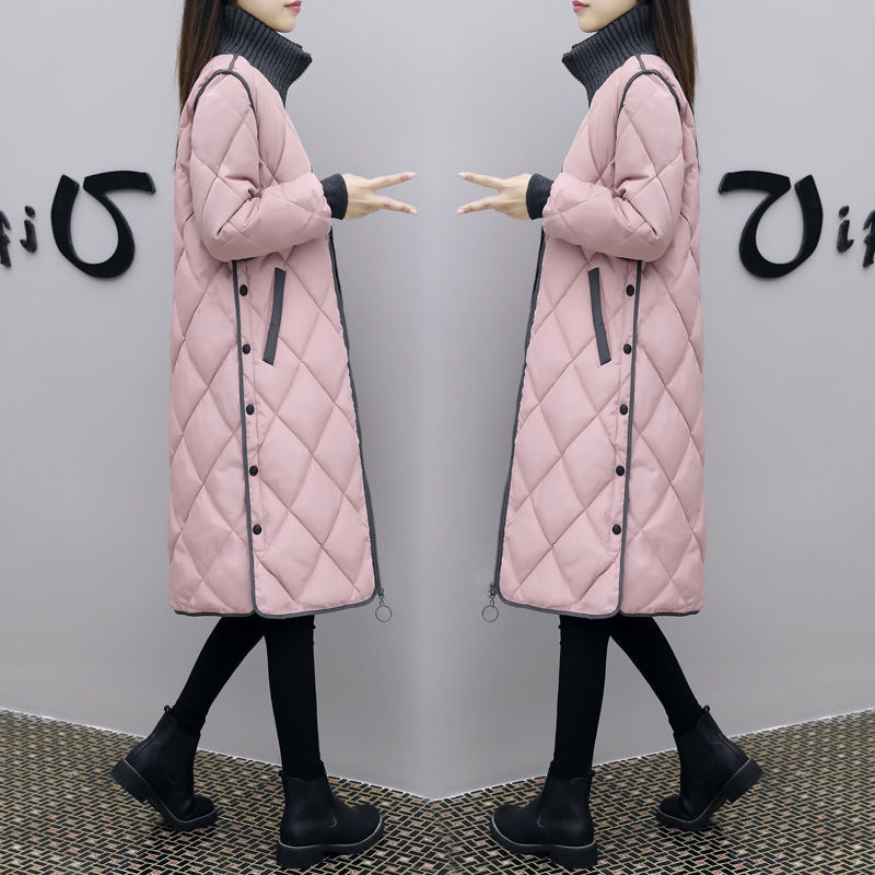 Moteriškas ilgas medvilninis šiltintas paltas, laisvas kirpimas, ilgos rankovės, miesto stilius