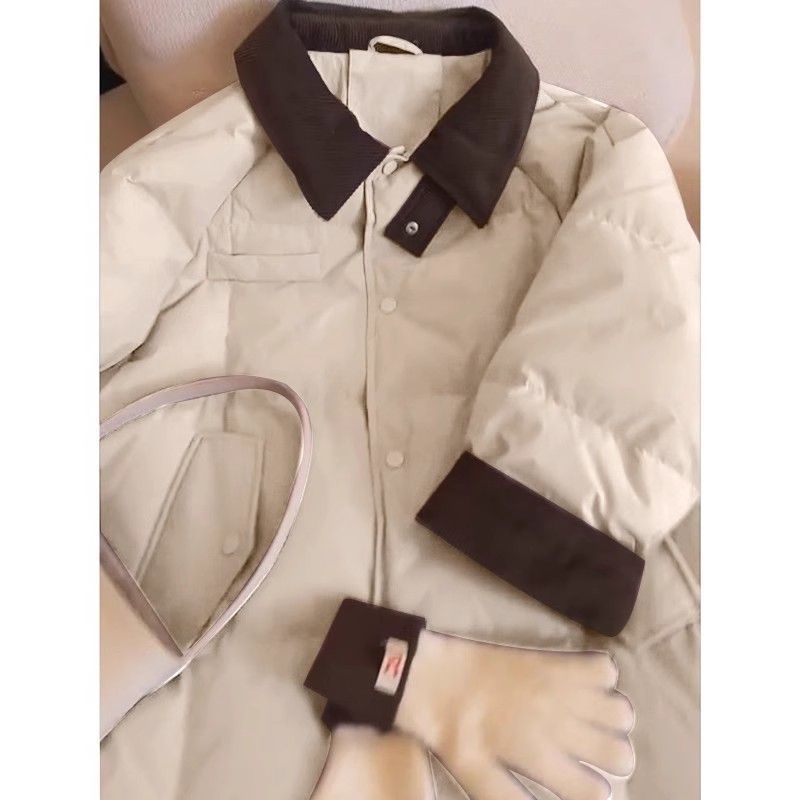 Corduroy patchwork női kabát gallérrel, vastag töltettel, hosszú, térd fölötti téli kabát