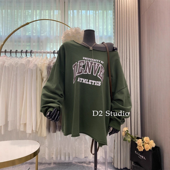 Hanorac de damă cu glugă și text, croială lejeră, mâneci lungi, lungime medie, material bumbac-poliester