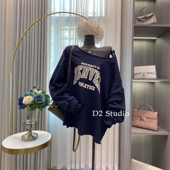 Hanorac de damă cu glugă și text, croială lejeră, mâneci lungi, lungime medie, material bumbac-poliester