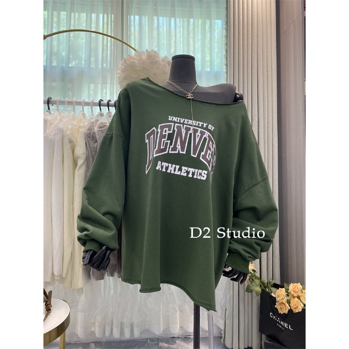 Hanorac de damă cu glugă și text, croială lejeră, mâneci lungi, lungime medie, material bumbac-poliester